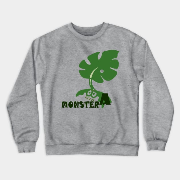 Funny monstera monster Crewneck Sweatshirt by artbyluko